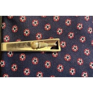 Vintage Pioneer Tie Clip Gold Tone with Pearl MCM Retro Tie Bar
